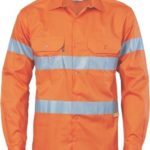 DNC Workwear Hi Vis Cool-Breeze Cotton Shirt with 3M 8910 Reflective Tape Long Sleeve