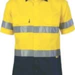 DNC Workwear Hi Vis Cool-Breeze Cotton Shirt with 3M 8906 Reflective Tape Short Sleeve