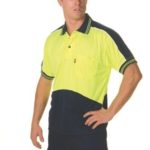 DNC Workwear Hi Vis Cool Breathe Panel Polo Shirt Short Sleeve