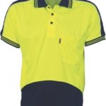DNC Workwear Hi Vis Cool Breathe Panel Polo Shirt Short Sleeve
