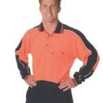 DNC Workwear Hi Vis Cool Breathe Panel Polo Shirt Long Sleeve