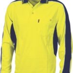 DNC Workwear Poly Cotton Contrast Panel Polo Long Sleeve