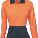 DNC Workwear Ladies Hi Vis Two Tone Polo Shirt Long Sleeve