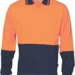 DNC Workwear Hi Vis Cool Breeze Cotton Jersey Food Industry Polo Long Sleeve