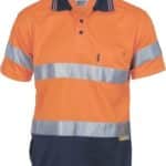 DNC Workwear Hi Vis D/N Cool Breathe Polo Shirt With 3M 8906 Reflective Tape Short Sleeve