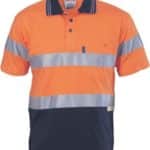 DNC Workwear Hi Vis Cool-Breeze Cotton Jersey Polo With CSR Reflective Tape Short Sleeve