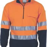 DNC Workwear Hi Vis Two Tone 1/2 Zip Cotton Fleecy Windcheater with 3M Reflective Tape