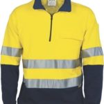 DNC Workwear Hi Vis Two Tone 1/2 Zip Cotton Fleecy Windcheater with 3M Reflective Tape