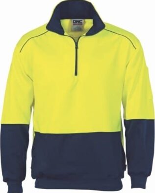 DNC Workwear Hi Vis 2 tone full zip super fleecy hoodie with CSR Reflective Tape