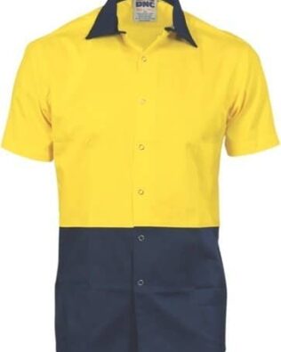 DNC Workwear Hi Vis Cool Breeze Food Industry Cotton Shirt Short Sleeve