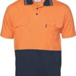 DNC Workwear Hi Vis Cool-Breeze 2 Tone Cotton Jersey Polo Shirt with Twin Chest Pocket Short Sleeve