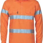 DNC Workwear Hi Vis Cool-Breeze Close Front Cotton Shirt with Generic Reflective Tape