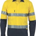 DNC Workwear Hi Vis 3 Way Cool-Breeze Cotton Shirt with CSReflective Tape Long Sleeve