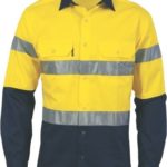 DNC Workwear Hi Vis Cool-Breeze Cotton Shirt with Generic Reflective Tape Long Sleeve