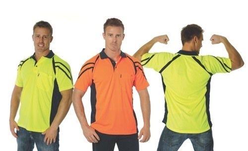 DNC Workwear Cool Breathe Stripe Panel Polo Shirt Short Sleeve