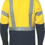DNC Workwear Hi Vis D/N 2 Tone Drill Shirt with H Pattern Generic Reflective Tape Long Sleeve