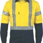DNC Workwear Hi Vis D/N 2 Tone Drill Shirt with H Pattern Generic Reflective Tape Long Sleeve