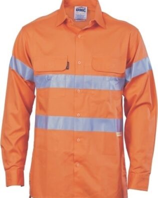 DNC Workwear Hi Vis Cool-Breeze Cotton Shirt with 3M 8906 Reflective Tape Long Sleeve