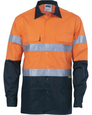 DNC Workwear Hi Vis Two Tone Cool-Breeze Cotton Shirt With 3M 8906 R/Tape – LS