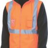 DNC Workwear Hi Vis 4 in 1 Zip off Sleeve Reversible Vest, â€˜Xâ€™ Back with additional tape on Tail