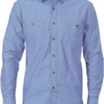 DNC Workwear Cotton Chambray Shirt Twin Pocket Long Sleeve