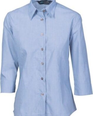DNC Workwear Ladies Classic Mini Check Houndstooth Shirt 3/4 sleeve