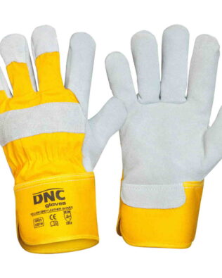 DNC Yellow Premium Grey Leather Glove
