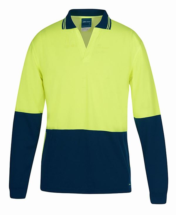 JBs Workwear Hi Vis Long Sleeve Non Button Polo | Fast Clothing