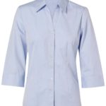 Benchmark Womens Fine Chambray 3/4 Sleeve Shirt