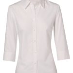 Benchmark Womens Mini Herringbone 3/4 Sleeve Shirt