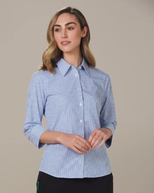 Benchmark Womens Balance Stripe 3/4 Sleeve Shirt