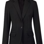 Benchmark Ladies Wool Blend Stretch One Button Cropped Jacket