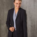 Benchmark Womens Poly Viscose Stretch Two Buttons Mid Length Jacket